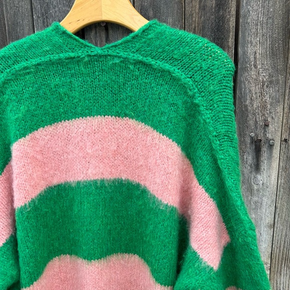 NWT Free People Mantra Cardi Cardigan Fern Green Pink Blush M/L - Picture 13 of 16